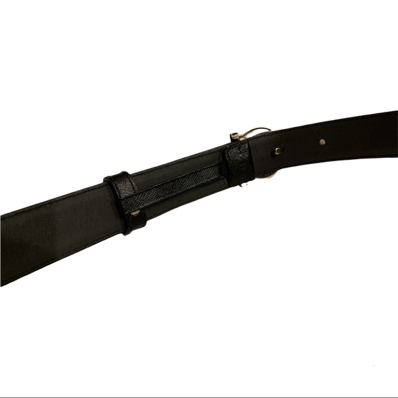 Vintage Ferragamo tailored 1” belt silver buckle textured leather S\M - Picture 4 of 5
